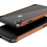 VESEL Funda para teléfono celular para iPhone X; iPhone 10; iPhone Xs; iPhone 10s - Negro intenso/madera de nogal