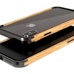 VESEL Carcasa de madera y aluminio para iPhone X/XS - Espejo negro/roble