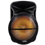 beFree Sound Altavoz portátil recargable Bluetooth de 18 pulgadas para fiestas con luces LED reactivas de sonido, USB/SD