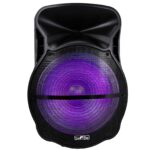 beFree Sound Altavoz portátil recargable Bluetooth de 18 pulgadas para fiestas con luces LED reactivas de sonido, USB/SD