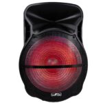 beFree Sound Altavoz portátil recargable Bluetooth de 18 pulgadas para fiestas con luces LED reactivas de sonido, USB/SD