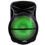 beFree Sound Altavoz portátil recargable Bluetooth de 18 pulgadas para fiestas con luces LED reactivas de sonido, USB/SD