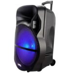 beFree Sound Altavoz portátil recargable Bluetooth de 18 pulgadas para fiestas con luces LED reactivas de sonido, USB/SD