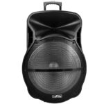 beFree Sound Altavoz portátil recargable Bluetooth de 18 pulgadas para fiestas con luces LED reactivas de sonido, USB/SD
