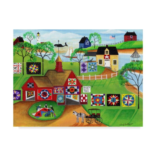 Cuadro arte fino Trademark ALI41037-C3547GG By the Sea Red Barn Quilt Makers 35x47 pulgadas multicolor