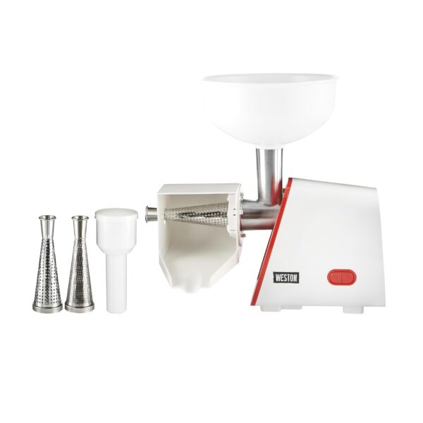 Weston Deluxe - Colador eléctrico para tomates, molinillo de alimentos, salsas para salsa, frutas, manzanas, bayas, 4 cu