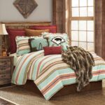 Juego de edredón Paseo Road Serape HiEnd Accents WS1753-TW-OC tamaño individual estilo suroeste a rayas marrón turquesa