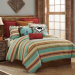 Juego de edredón Paseo Road Serape HiEnd Accents WS1753-TW-OC tamaño individual estilo suroeste a rayas marrón turquesa