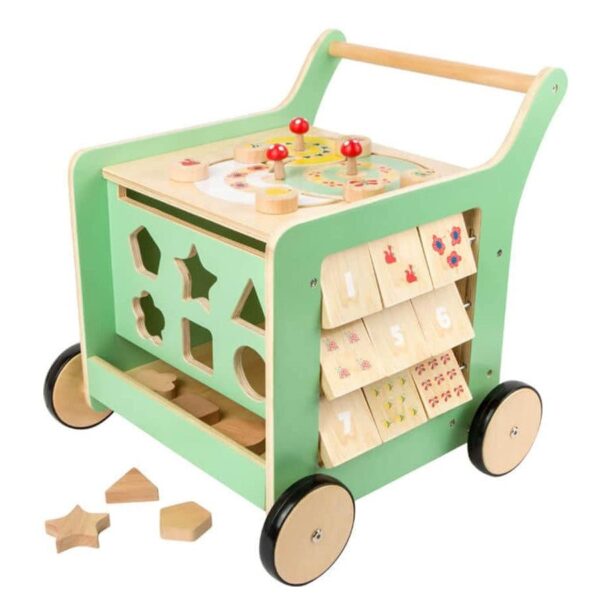 Small Foot Wooden Toys - Andador de madera pastel prémium para bebés y centro de juegos ¡Muévete! Diseñado para niños pe