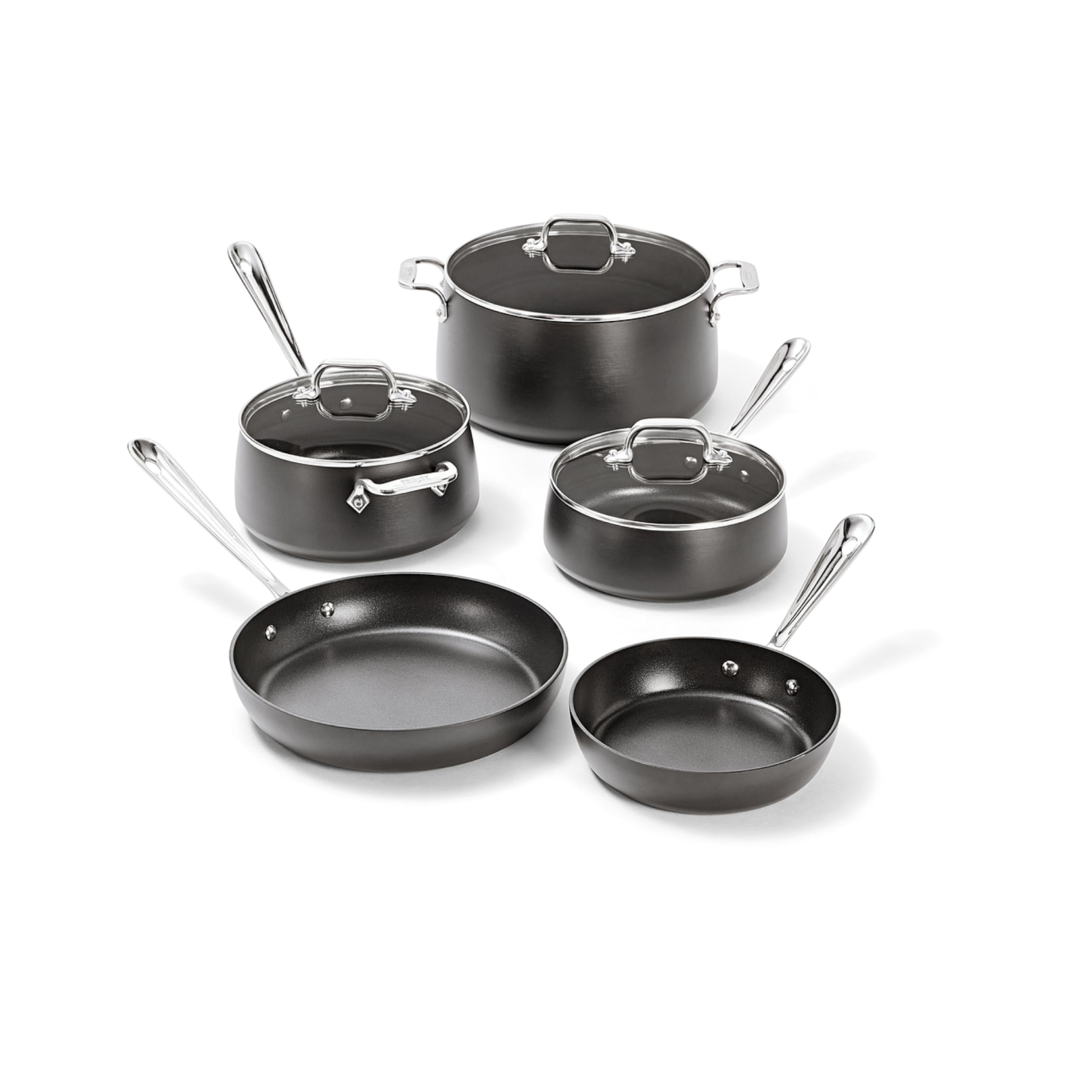 Version 1.0.0 Batería de Cocina Juego de Ollas y Sartenes All Clad Groupe SEB HA1 11644913861 Antiadherente de Anodizado Duro Negro