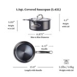 Cacerola con tapa Hestan Culinary NanoBond 60021 de titanio molecular y acero inoxidable de 1.5 cuartos compatible con i