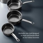 Cacerola con tapa Hestan Culinary NanoBond 60021 de titanio molecular y acero inoxidable de 1.5 cuartos compatible con i