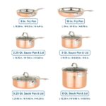 Batería de cocina Viking Culinary 40581 9990C juego de ollas y sartenes de cobre martillado de 3 capas 10 piezas con tap