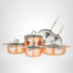 Batería de cocina Viking Culinary 40581 9990C juego de ollas y sartenes de cobre martillado de 3 capas 10 piezas con tap