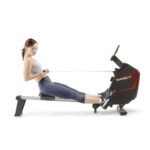 Marcy Máquina de remo de resistencia magnética ajustable compacta de 8 niveles con ruedas de transporte