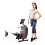 Marcy Máquina de remo de resistencia magnética ajustable compacta de 8 niveles con ruedas de transporte