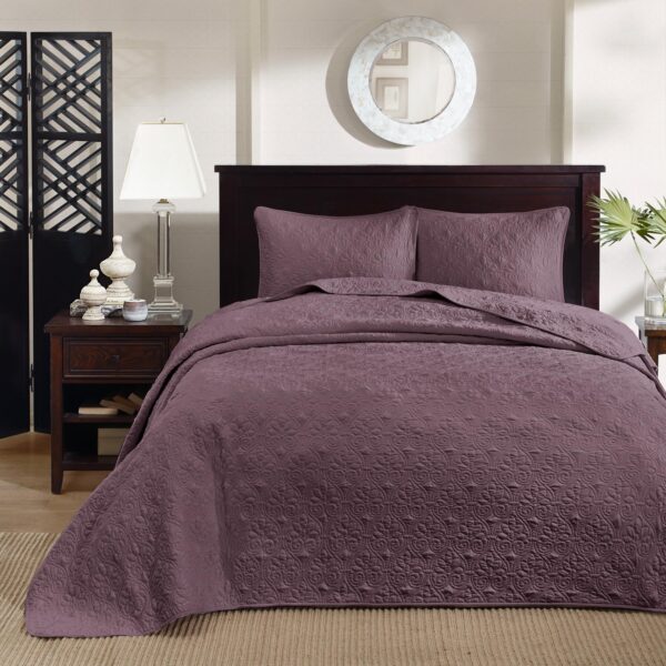 Cubrecama reversible Madison Park Quebec E&E Co. Ltd DBA JLA Home MP13-6153 diseño damasco acolchado doble cara Queen 10