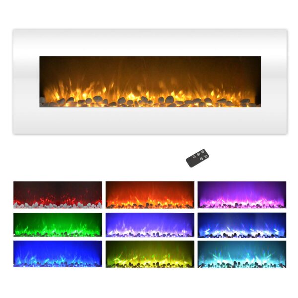 Chimenea Eléctrica de Pared Northwest M029015 | Llamas LED Fuego y Hielo, 3 Modos de Calor 750W/1500W, Control Remoto