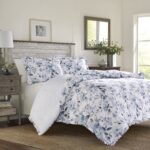 Juego de Edredón Reversible Laura Ashley Revman Industries USHSA51088044 algodón azul Chloe King con fundas de almohada