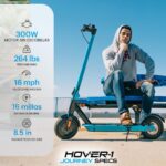 Hover-1 Journey. Patinete eléctrico de 14MPH, rango de 16 millas, carga de 5 horas, pantalla LCD, neumáticos de alta adh