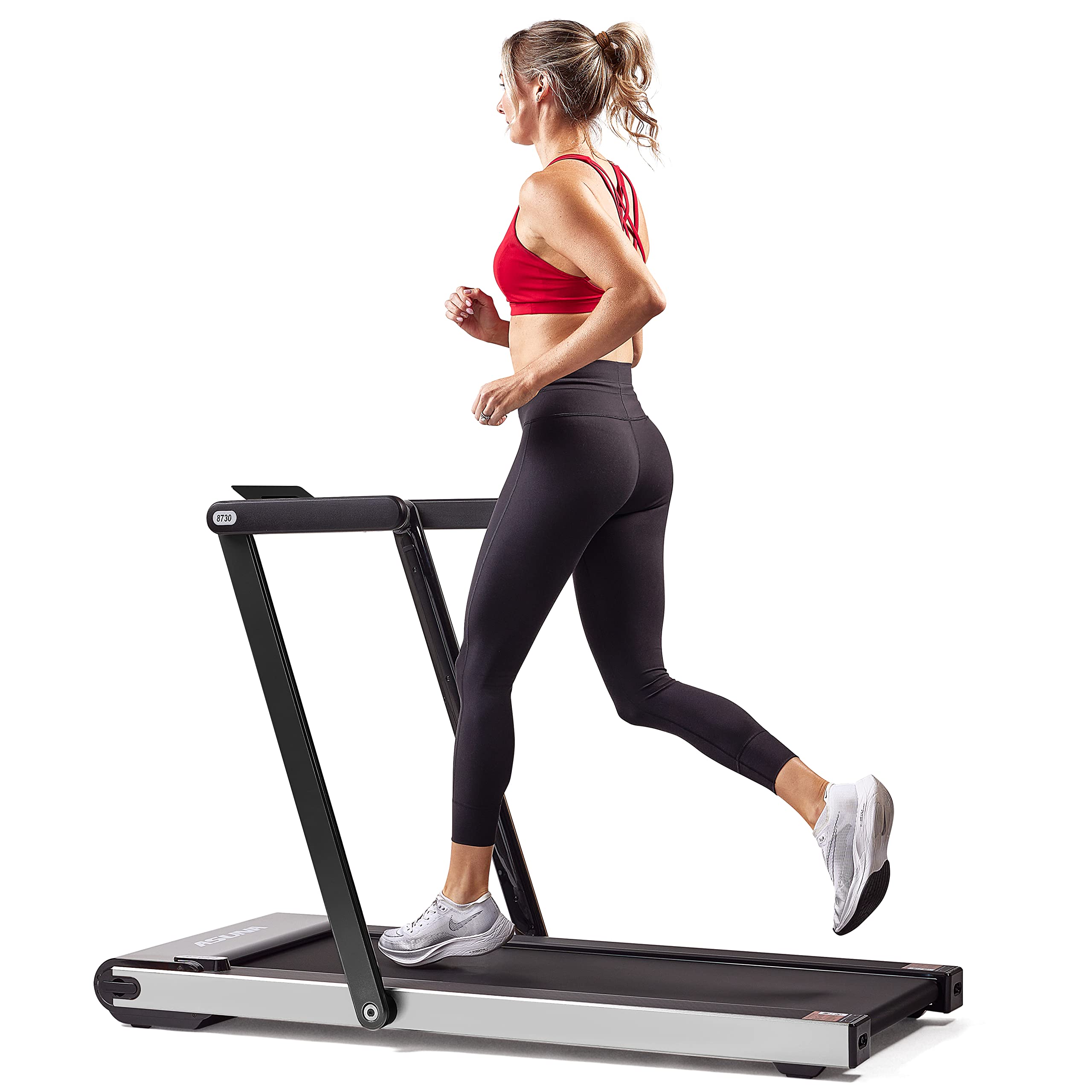 Version 1.0.0 Caminadora plegable Sunny Health Fitness 8730 delgada motor 2.5 HP hasta 8 mph superficie antideslizante 17.7 x 49 pulga