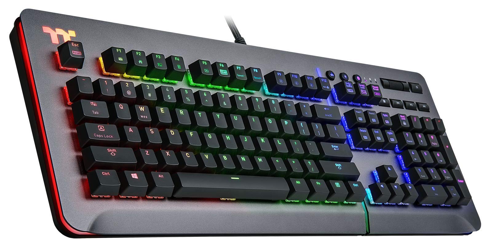 Version 1.0.0 Teclado gaming Thermaltake Level 20 KB-LVT-SSSRUS-01 aluminio titanio interruptores Cherry MX Silver RGB 16.8M 32 zonas