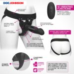 Doc Johnson BE Naughty - Body Extensions - Sistema de correa hueca - Arnés de silicona vibratorio operado a distancia co