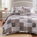 Juego de edredon Greenland Home Fashions Giulia GL-1812AMSK 3 piezas King Cal King algodon gris