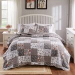 Juego de edredon Greenland Home Fashions Giulia GL-1812AMSK 3 piezas King Cal King algodon gris