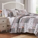 Juego de edredon Greenland Home Fashions Giulia GL-1812AMSK 3 piezas King Cal King algodon gris