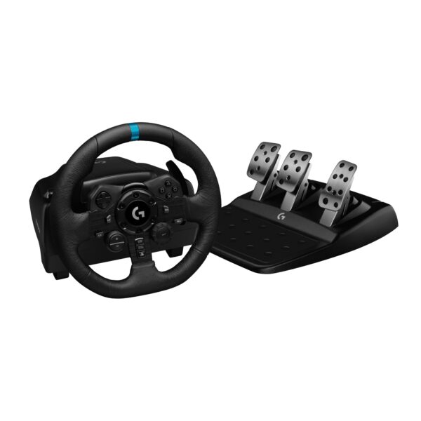 Volante y Pedales de Carreras Logitech G923 TRUEFORCE 1000Hz Cuero Genuino PS5 PS4 PC