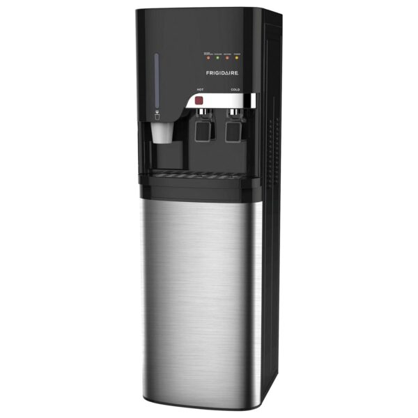 Dispensador de agua enfriador Frigidaire EFWC900 carga inferior acero inoxidable con portavasos seguro infantil dos temp