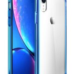 Funda Mkeke iPhone XR transparente azul TPU antigolpes con cojín de aire