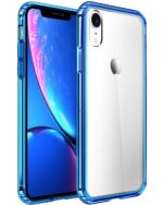 Funda Mkeke iPhone XR transparente azul TPU antigolpes con cojín de aire