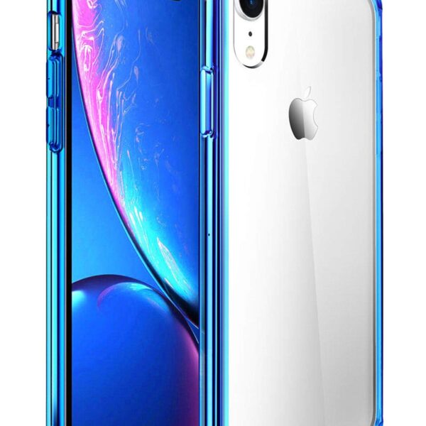 Funda Mkeke iPhone XR transparente azul TPU antigolpes con cojín de aire