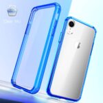 Funda Mkeke iPhone XR transparente azul TPU antigolpes con cojín de aire