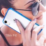 Funda Mkeke iPhone XR transparente azul TPU antigolpes con cojín de aire