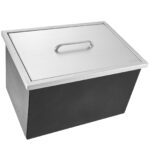 VEVOR - Baúl de hielo de acero inoxidable de 20 pulgadas de largo x 14 pulgadas de ancho x 12 pulgadas de alto, cubo de