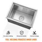 VEVOR - Baúl de hielo de acero inoxidable de 20 pulgadas de largo x 14 pulgadas de ancho x 12 pulgadas de alto, cubo de