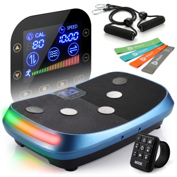 Plataforma vibratoria curva 4D LifePro Rumblex LP-RMX-BLU triple motor 7 modos 60 velocidades