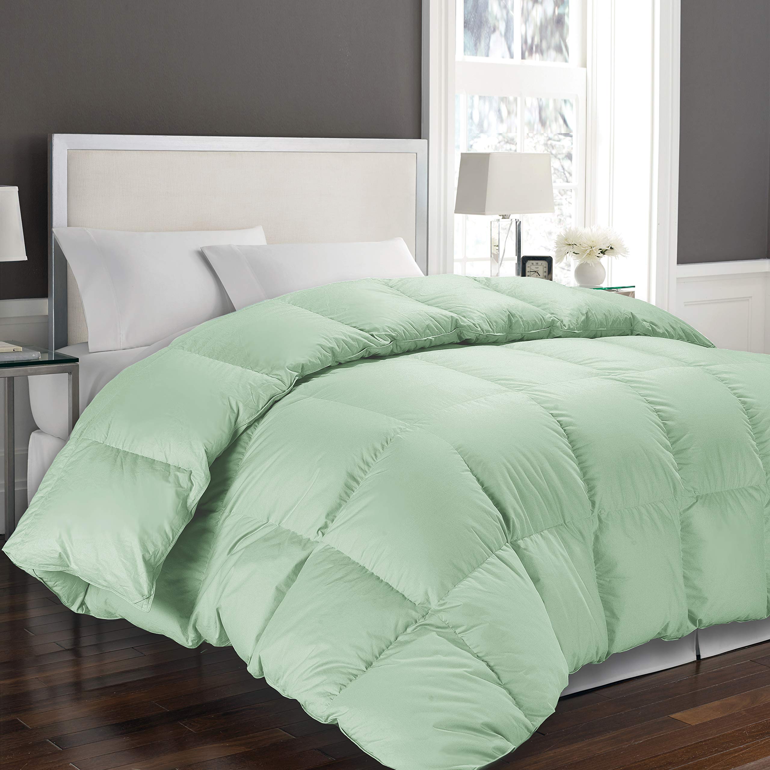 Version 1.0.0 Edredón Blue Ridge Home Fashions 21017 mezcla plumón 1000 hilos algodón 100% Queen verde salvia 75% plumón 25% plumón