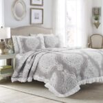 Juego de colcha de algodón Lush Decor Lucianna Triangle Home Fashions 16T003763 3 piezas borde de volantes tamaño King c