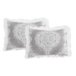 Juego de colcha de algodón Lush Decor Lucianna Triangle Home Fashions 16T003763 3 piezas borde de volantes tamaño King c
