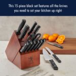 HENCKELS Dynamic Razor-Sharp - Juego de cuchillos de 15 piezas, cuchillo de chef, cuchillo de pan, cuchillo de carne, di