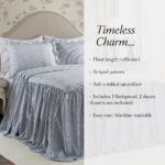 Juego de cama a rayas Lush Decor Triangle Home Fashions 16T003743 3 piezas tamaño King azul marino diseño rustico