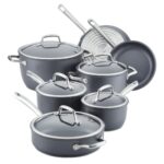 Batería de cocina Anolon Accolade 81133 juego de ollas y sartenes antiadherentes anodizado forjado para inducción 12 pie