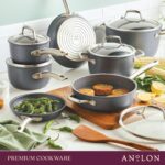 Batería de cocina Anolon Accolade 81133 juego de ollas y sartenes antiadherentes anodizado forjado para inducción 12 pie