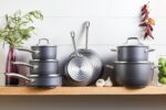 Batería de cocina Anolon Accolade 81133 juego de ollas y sartenes antiadherentes anodizado forjado para inducción 12 pie