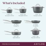 Batería de cocina Anolon Accolade 81133 juego de ollas y sartenes antiadherentes anodizado forjado para inducción 12 pie