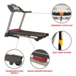 Cinta de Correr Plegable Sunny Health Fitness SF-T7917 2.5 HP 15 Niveles Inclinación USB Bluetooth 265 Lbs